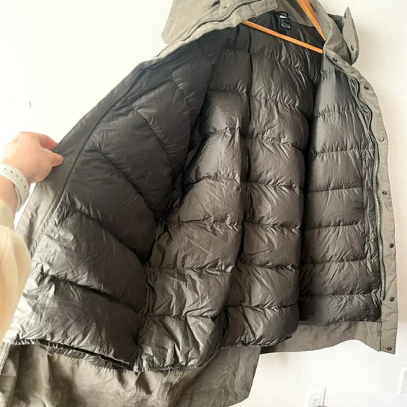 Nike Sportswear Tech Pack Down Fill Hooded Parka Jacket Coat Grey Green Sz Large - Picture 6 of 9